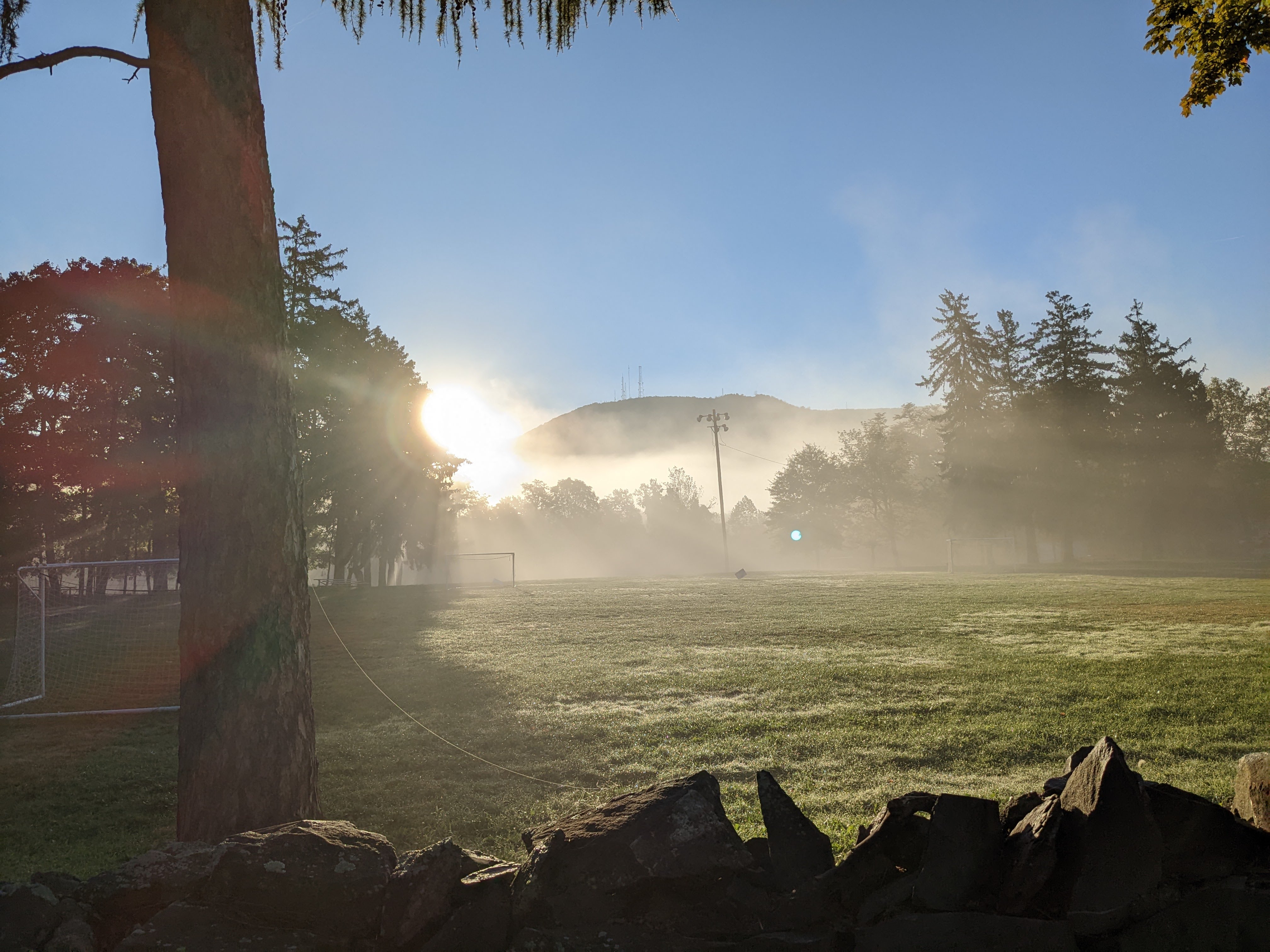 A misty morning scene in the Hudson Valley